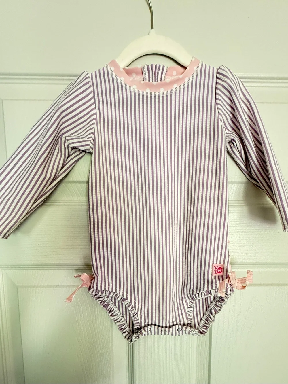 Ruffle Butts Striped Long-Sleeve Baby One-Piece - 18-24 months
